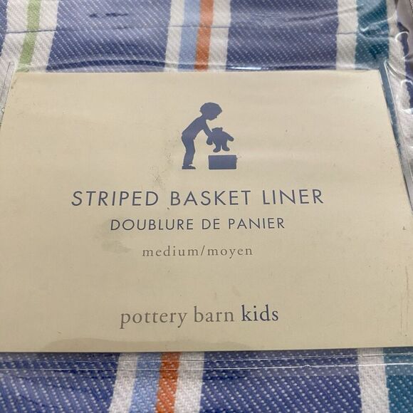 Pottery Barn Kids Striped Basket Liner Blue Medium 100% Cotton New - Picture 2 of 3